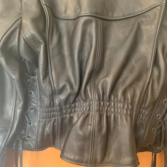 Pristine California Creations Woman's 12 Black Leather Motorcycle Jacket - Picture 12 of 14
